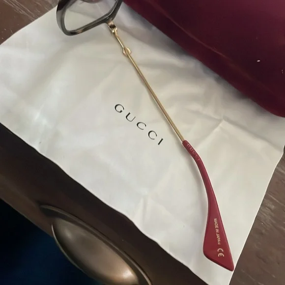 Gucci GG01120A 002 Havana/gold unisex rectangular eyeglasses w/ case & cloth - Picture 8 of 16